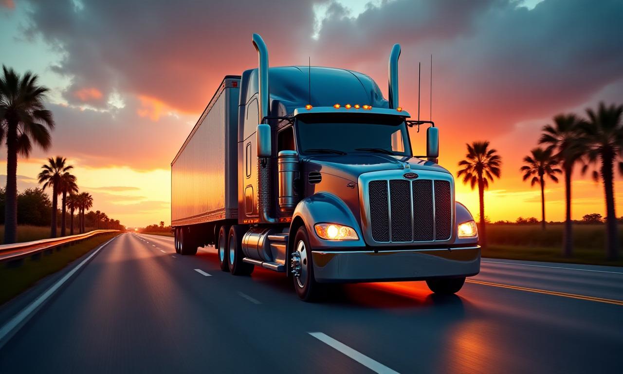 Heavy cargo truck on Florida highway